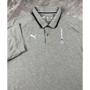 Puma BMW M Motorsport Polo Shirt Men's‎ L Grey Short Sleeve Racing Performance